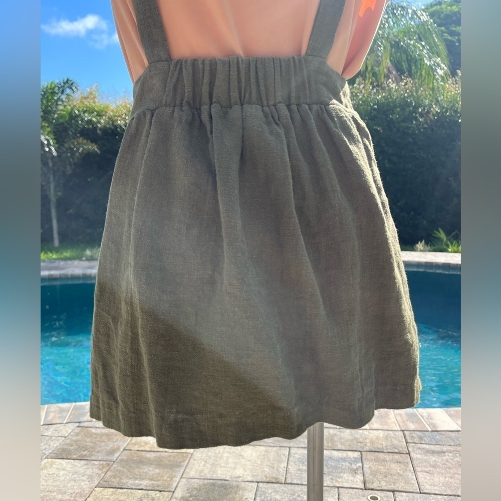 J.O.A. Olive Green Linen Cotton skirt with ties - Picture 4 of 8